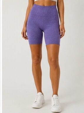 Purple High-Waist Seamless Athletic Shorts